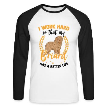 Travailler pour mon Briard Berger de Brie - T-shirt baseball manches longues Homme - blanc/noir - Devant - Nik (191cm)