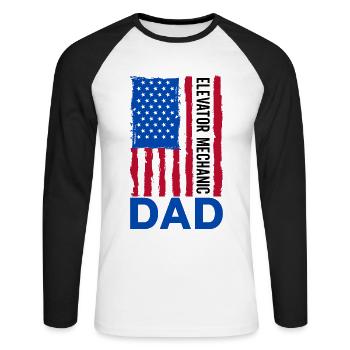 Elevator Technician Elevator Mechanic Dad Engineer - Unisex Baseballshirt langarm - Weiß/Schwarz - Vorne - Nik (191cm)