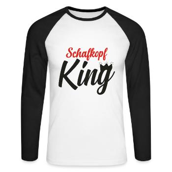 Schafkopf King - Unisex Baseballshirt langarm - Weiß/Schwarz - Vorne - Nik (191cm)
