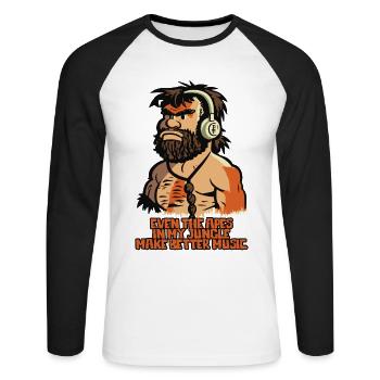 Sogar Affen im Dschungel machen bessere Musik - Unisex Baseballshirt langarm - Weiß/Schwarz - Vorne - Nik (191cm)