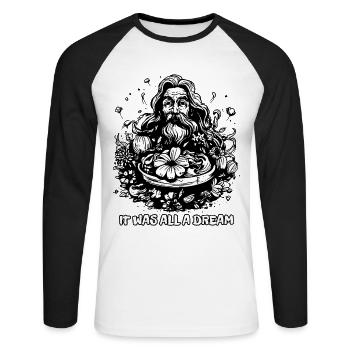 Senior flower power hippie with a dream - Unisex Long Sleeve Baseball T-Shirt - white/black - Front - Nik (191cm)