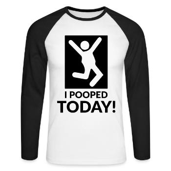 I pooped today - Unisex Baseballshirt langarm - Weiß/Schwarz - Vorne - Nik (191cm)