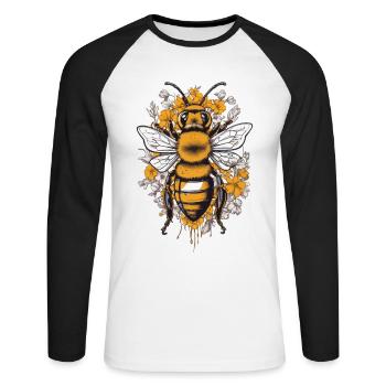 Hobby Imker Bienen Ästhetik Honigliebe Design - Unisex Baseballshirt langarm - Weiß/Schwarz - Vorne - Nik (191cm)