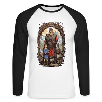 Viking Father and Son Warrior Family Honor - Unisex Long Sleeve Baseball T-Shirt - white/black - Front - Nik (191cm)