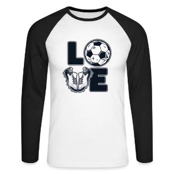 Love Fußballspieler Fußballprofi Fußballgott - Unisex Baseballshirt langarm - Weiß/Schwarz - Vorne - Nik (191cm)