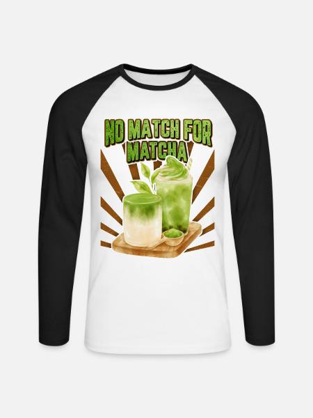 Thé Matcha, Matcha Latte Dicton Drôle, Jeu De Mots - T-shirt baseball manches longues Homme - blanc/noir