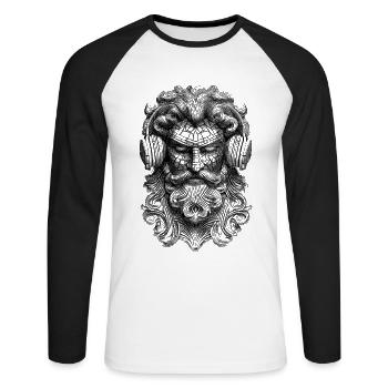 Modern Legend : Dieu grec, rythme hip-hop ! - T-shirt baseball manches longues Homme - blanc/noir - Devant - Nik (191cm)