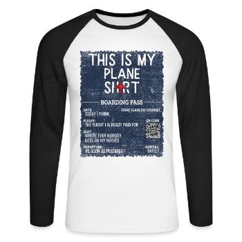 Vacation Travel Quote - This Is My Plane - Unisex Long Sleeve Baseball T-Shirt - white/black - Front - Nik (191cm)