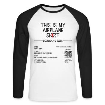 Vacation Travel Quote - This Is My Airplane - Unisex Long Sleeve Baseball T-Shirt - white/black - Front - Nik (191cm)