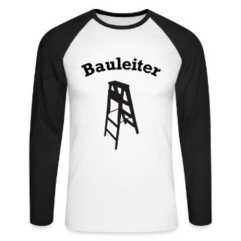 Bauleiter Stehleiter Baustelle Baustellen Leiter - Unisex Baseballshirt langarm - Weiß/Schwarz - Vorne - Nik (191cm)