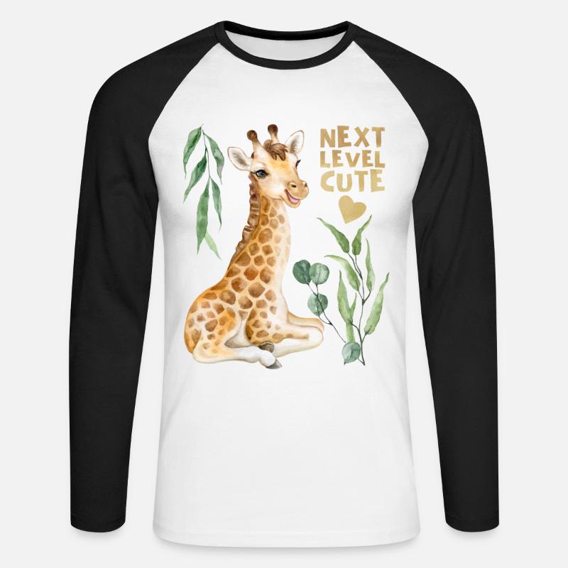 Comic Giraffe, lustiger Spruch - Unisex Baseballshirt langarm - Weiß/Schwarz