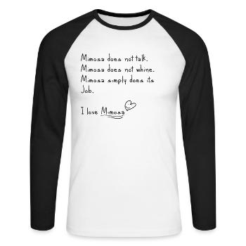 Ich liebe Mimosa - Unisex Baseballshirt langarm - Weiß/Schwarz - Vorne - Nik (191cm)