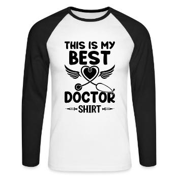 C’est mon meilleur médecin chemise médecin - T-shirt baseball manches longues Homme - blanc/noir - Devant - Nik (191cm)