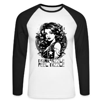 Klassische Damen Werbung, trink prickelig - Unisex Baseballshirt langarm - Weiß/Schwarz - Vorne - Nik (191cm)