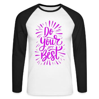 Faites votre meilleur lettrage Dictons Citations - T-shirt baseball manches longues Homme - blanc/noir - Devant - Nik (191cm)
