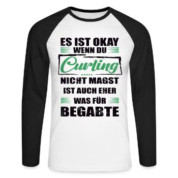Curling Lustiger Spruch für Mann & Frau - Unisex Baseballshirt langarm - Weiß/Schwarz - Vorne - Nik (191cm)