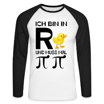 Ich bin in Rente und muss mal Pinkeln - Unisex Baseballshirt langarm - Weiß/Schwarz - Vorne - Nik (191cm)