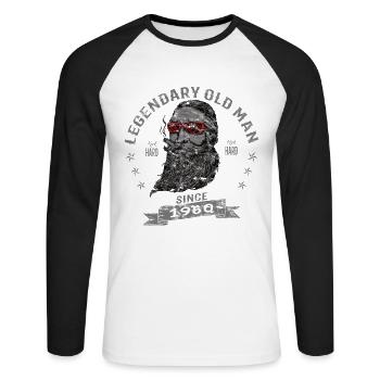 1960 Geburtstag Legendary Old Man - Unisex Baseballshirt langarm - Weiß/Schwarz - Vorne - Nik (191cm)
