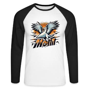 Moin Möwe Moin Sprüche Hamburg Moin Dialekt - Unisex Baseballshirt langarm - Weiß/Schwarz - Vorne - Nik (191cm)
