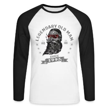 1993 Geburtstag Legendary Old Man - Unisex Baseballshirt langarm - Weiß/Schwarz - Vorne - Nik (191cm)