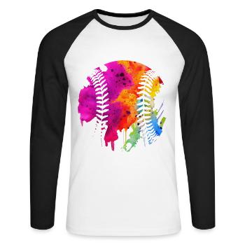Baseball Player Baseball - Unisex Long Sleeve Baseball T-Shirt - white/black - Front - Nik (191cm)