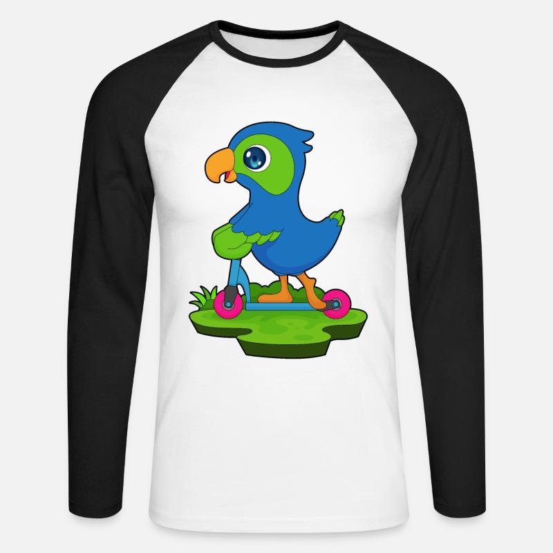 Papagei Roller - Unisex Baseballshirt langarm - Weiß/Schwarz