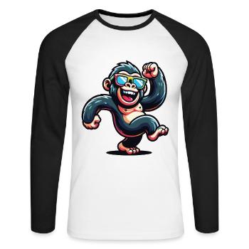 Gorilla with sunglasses - Unisex Long Sleeve Baseball T-Shirt - white/black - Front - Nik (191cm)
