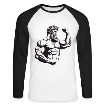 Bodybuilders Muscles Bodybuilding - Unisex Long Sleeve Baseball T-Shirt - white/black - Front - Nik (191cm)