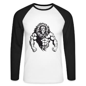 Leo Muscles Bodybuilding - Unisex Long Sleeve Baseball T-Shirt - white/black - Front - Nik (191cm)