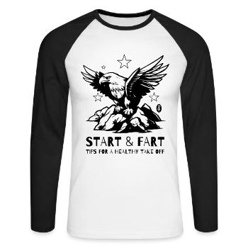 Flying take-off and eagle take-off - Unisex Long Sleeve Baseball T-Shirt - white/black - Front - Nik (191cm)