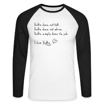 J’adore la vodka - T-shirt baseball manches longues Homme - blanc/noir - Devant - Nik (191cm)