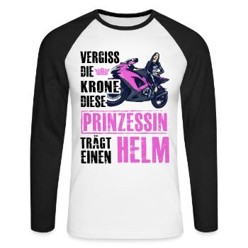 Vergiss die Krone diese Prinzessin trägt einen Hel - Unisex Baseballshirt langarm - Weiß/Schwarz - Vorne - Nik (191cm)