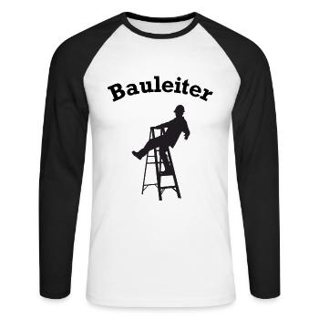 Bauleiter Stehleiter Baustelle Baustellen Leiter - Unisex Baseballshirt langarm - Weiß/Schwarz - Vorne - Nik (191cm)