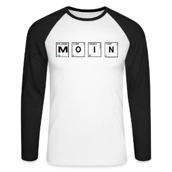 Moin - Unisex Baseballshirt langarm - Weiß/Schwarz - Vorne - Nik (191cm)