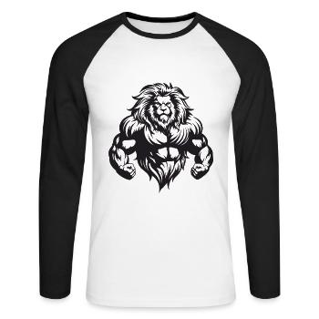 Lion Muscles Gym Bodybuilding - Unisex Long Sleeve Baseball T-Shirt - white/black - Front - Nik (191cm)