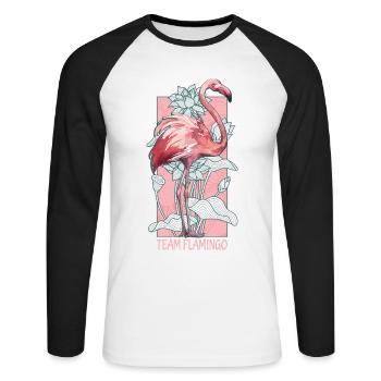 Team Flamingo Watercolor Watercolor Animals - Unisex Long Sleeve Baseball T-Shirt - white/black - Front - Nik (191cm)