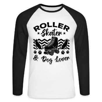 Patineur à roulettes et amoureux des chiens - Patinage à roulettes Dog Own - T-shirt baseball manches longues Homme - blanc/noir - Devant - Nik (191cm)