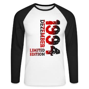1994 Dezember Limited Edition 29. Geburtstag Deko - Unisex Baseballshirt langarm - Weiß/Schwarz - Vorne - Nik (191cm)