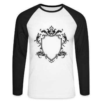 Wappen Symbol - Unisex Baseballshirt langarm - Weiß/Schwarz - Vorne - Nik (191cm)