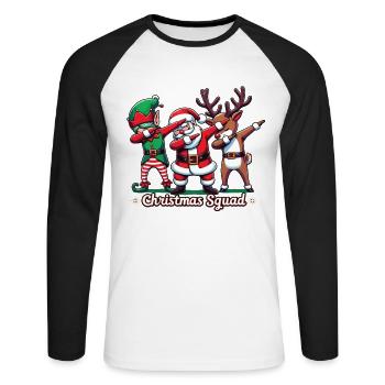 Escouade de Noël Père Noël Weihnachten Noël - T-shirt baseball manches longues Homme - blanc/noir - Devant - Nik (191cm)
