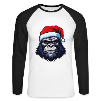 Gorilla Portrait Christmas - Unisex Long Sleeve Baseball T-Shirt - white/black - Front - Nik (191cm)