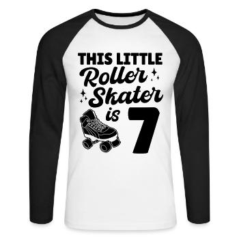 Ce petit patineur à roulettes a 7 ans Roller Sk - T-shirt baseball manches longues Homme - blanc/noir - Devant - Nik (191cm)