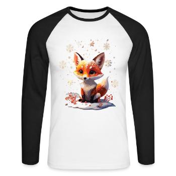 Mignon renard mignon en cadeau d’hiver - T-shirt baseball manches longues Homme - blanc/noir - Devant - Nik (191cm)