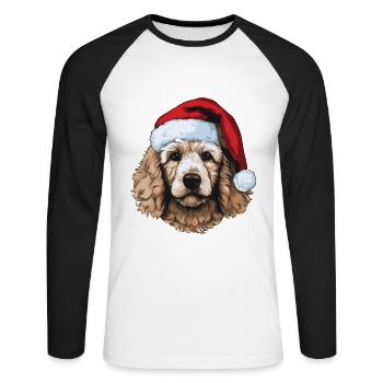 Poodle Dog Portrait Christmas - Unisex Long Sleeve Baseball T-Shirt - white/black - Front - Nik (191cm)
