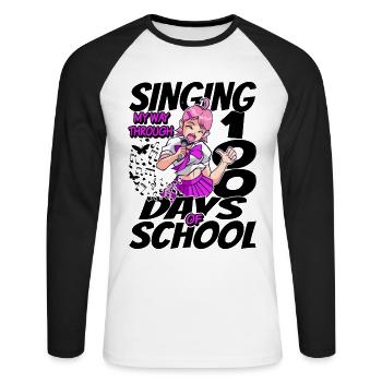 100. Tag Der Schulgesundkostüm 100 Schultage - Unisex Baseballshirt langarm - Weiß/Schwarz - Vorne - Nik (191cm)
