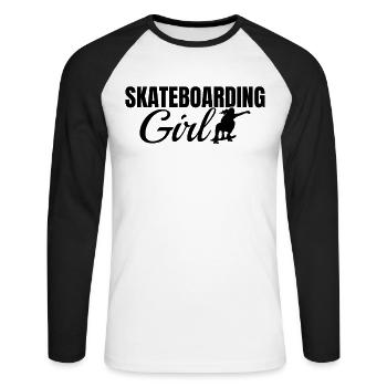 Skateboarding Girl - Unisex Long Sleeve Baseball T-Shirt - white/black - Front - Nik (191cm)