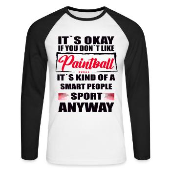 Ce n’est pas grave si vous n’aimez pas le paintball - T-shirt baseball manches longues Homme - blanc/noir - Devant - Nik (191cm)