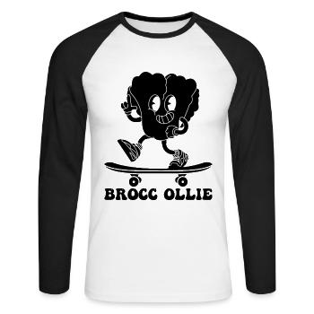 Skateboarding Brocc Ollie - Funny Skateboarder Bro - T-shirt baseball manches longues Homme - blanc/noir - Devant - Nik (191cm)