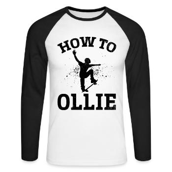 Comment faire du skateboard Ollie - Skatepark Skateboards - T-shirt baseball manches longues Homme - blanc/noir - Devant - Nik (191cm)