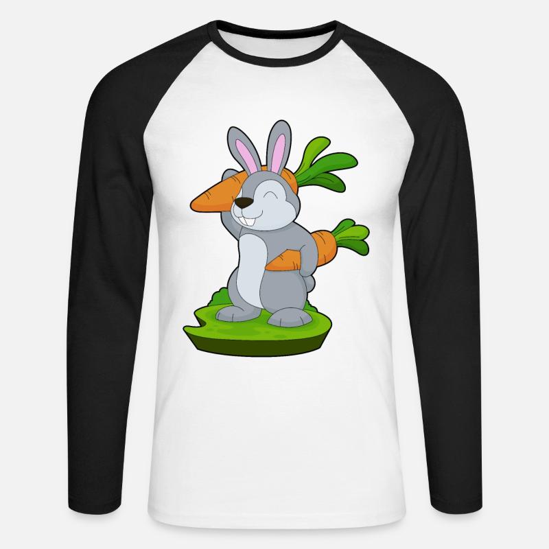 Hase Karotten - Unisex Baseballshirt langarm - Weiß/Schwarz